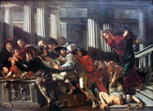Cecco del Caravaggio ~ Christ Expelling the Money Changers from the Temple.